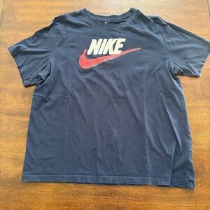 Nike Sportswear Mark Red Graphic Short Sleeve Blue Navy T-Shirt Mens XL
